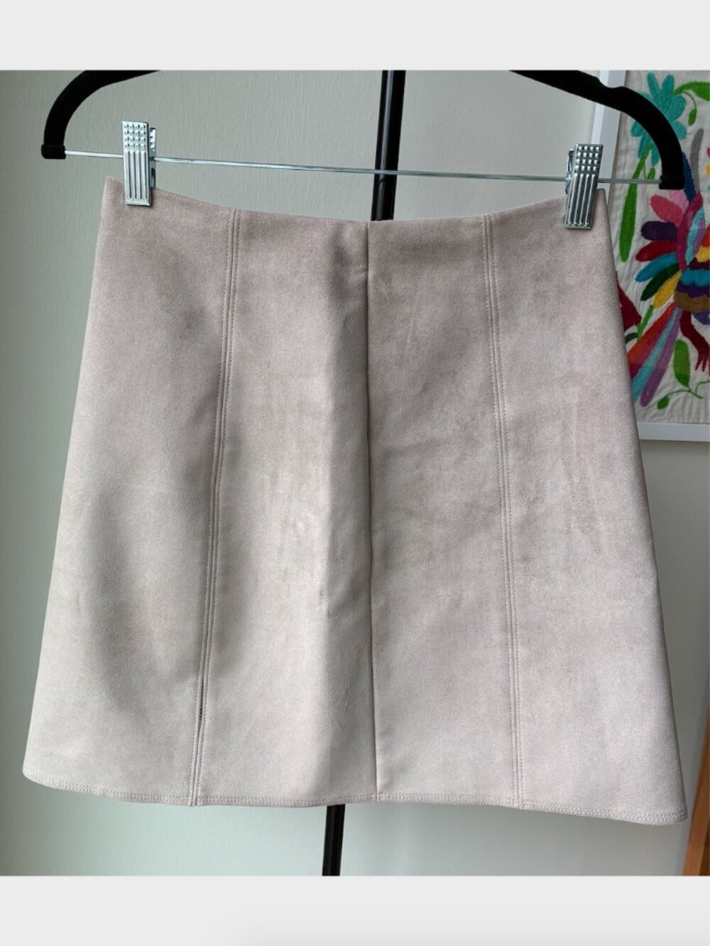 Aritzia Babaton Hopper Faux Suede A-Lin Skirt in Beige - Size 0